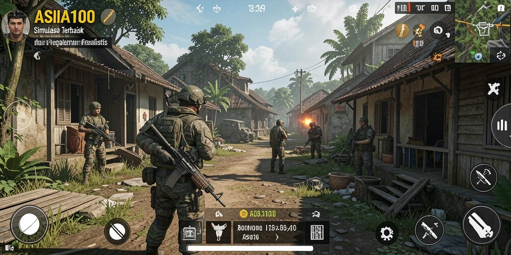 Tampilan gameplay ASIA100 yang imersif dan penuh warna.