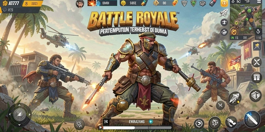 Gameplay seru pertempuran Battle Royale dengan grafis menakjubkan.