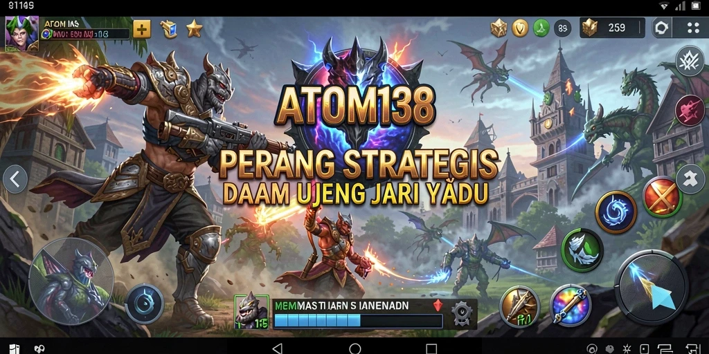 Tampilan gameplay intens di ATOM138 yang menampilkan pertempuran strategis.