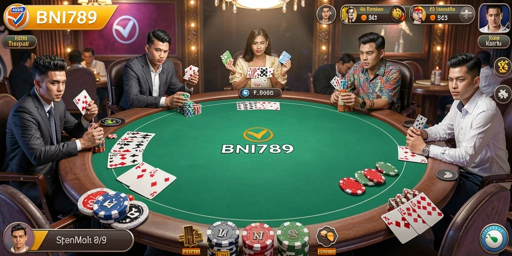 Screenshot BNI789 menampilkan gameplay seru permainan Poker.