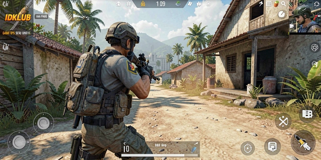 Screenshot utama IDKLUB menampilkan aksi intens dalam gameplay TPS.