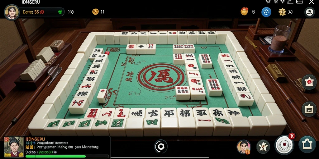 Tampilan gameplay menarik dari IDNSERU, menampilkan aksi Mahjong seru.