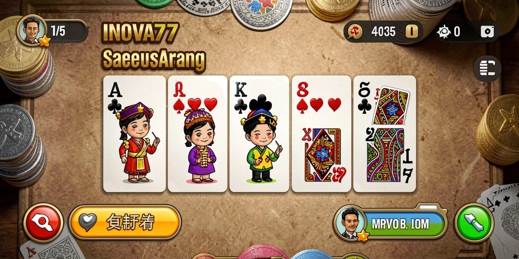 Tampilan gameplay seru dan interaktif di INOVA77 saat bermain domino.