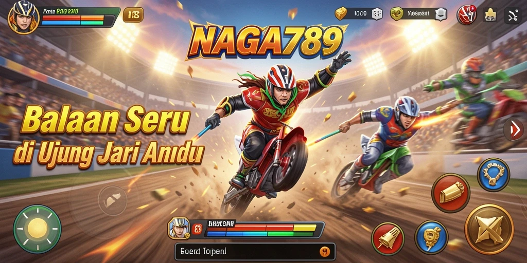 Tampilan gameplay NAGA789 dengan balapan menang dan mobil berkecepatan tinggi.