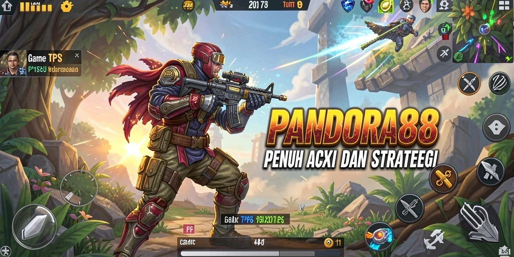 Screenshot gameplay PANDORA88 yang menampilkan aksi tembak-menembak yang intens.