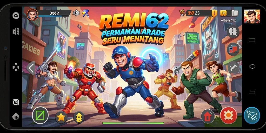 Tampilan seru gameplay <strong>REMI62</strong> dengan tantangan Arcade yang mendebarkan.