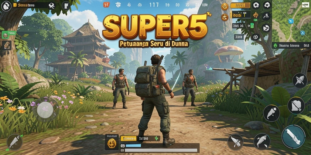 Tangkapan layar gameplay SUPER5 yang menampilkan dunia terbuka yang memikat.