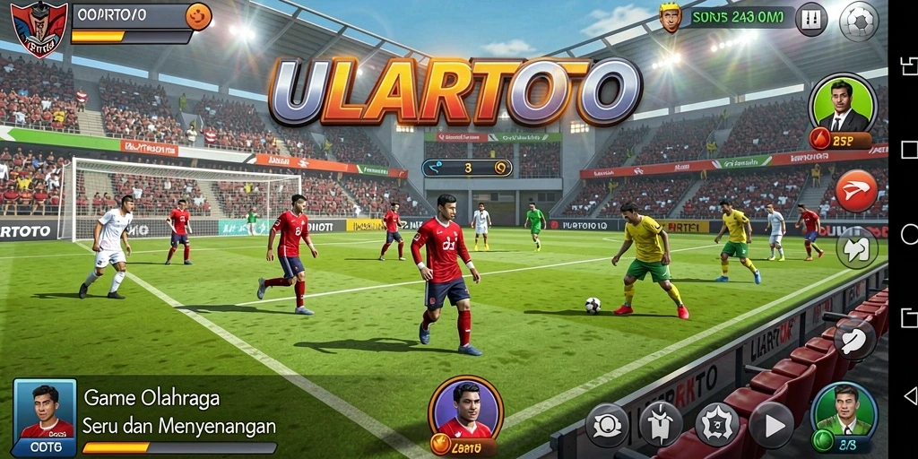 Tampilan dinamis gameplay ULARTOTO menunjukkan pertempuran seru antara atlet.