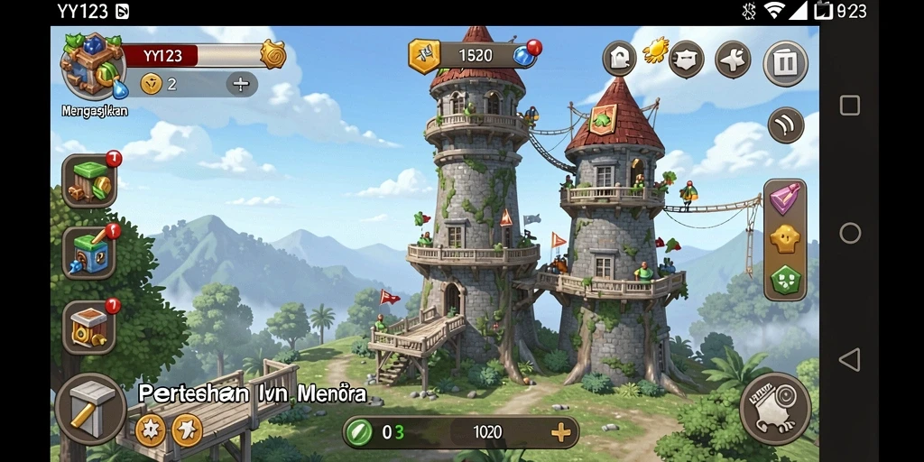 Tampilan gameplay seru di YY123 Tower Defense.
