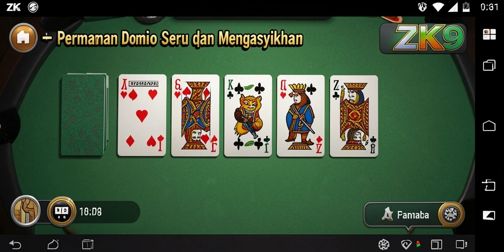 Tampilan gameplay seru ZK9 dalam aksi permainan Domino.